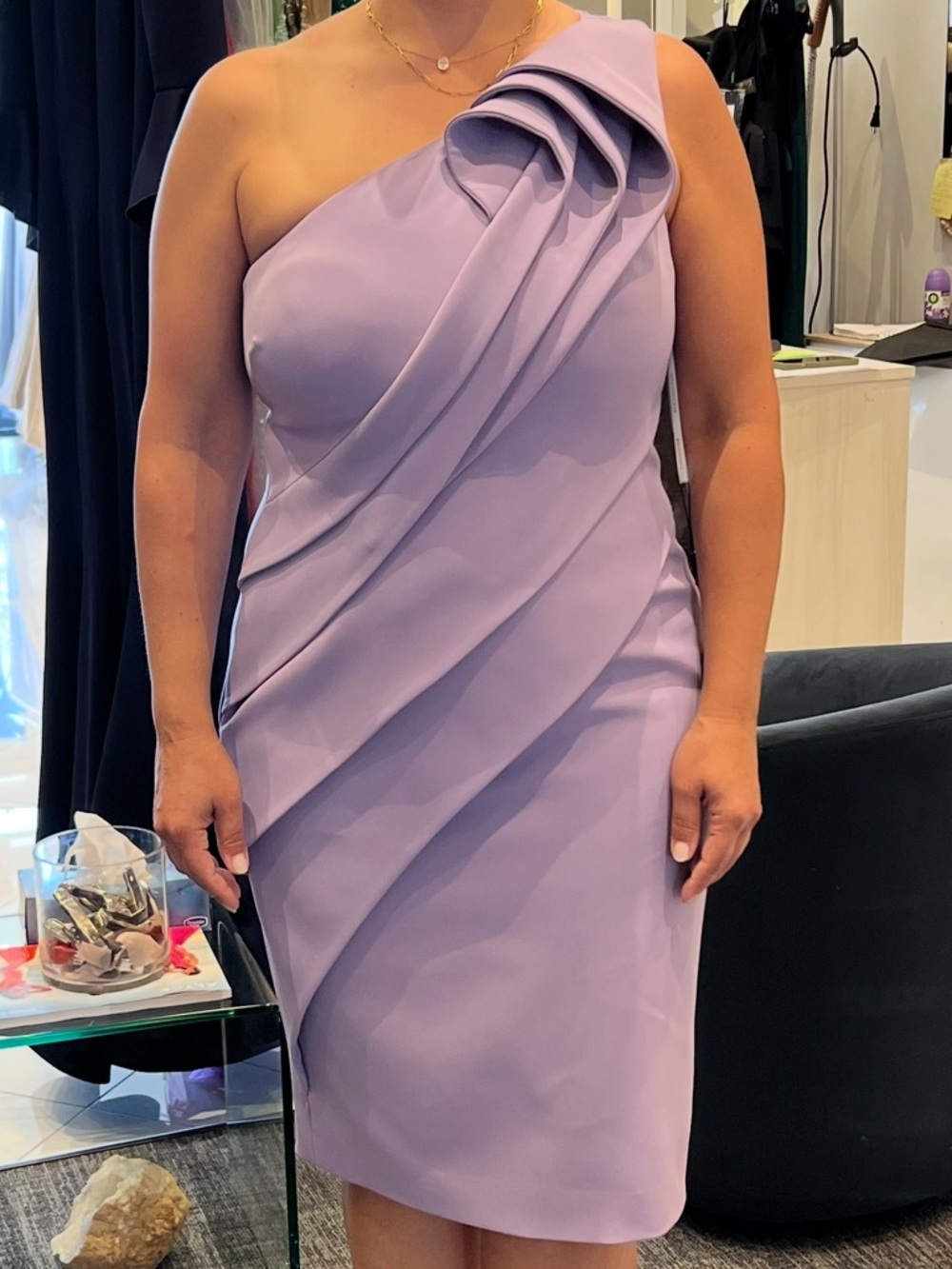 Lavender One-Shoulder Ruffle Cocktail Dress - Picture 4 of 4
